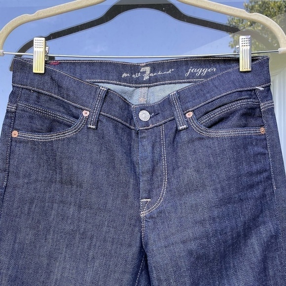 7 For All Mankind Jagger Boot Cut  Jeans size 27 dark blue wash - Picture 3 of 16